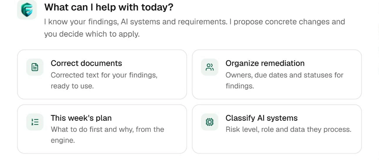 Review assistant entry point. The specific permissions comparison appears in the demo above.