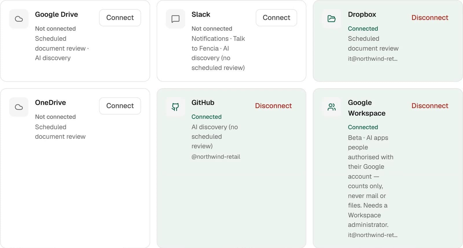 Product connections view. The cloud-specific map is shown in the demo above.